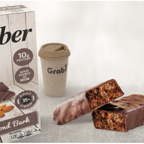 Grab1 "High Fiber" Dairy Free Protein Bars | 9 Grams Fiber | 10 Grams Protein | Almond Bark Flavor (2 Pack - 10 Bars) | Controls Hunger | Low Calorie | Lower Net Carbs | Certified Kosher | Perfect for Snacking