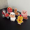 7Pcs Farm Themed Party Supplies,Indoor and Outdoor Farm Animals 3D Table Decoration,Include Farm Animals Centerpieces and Farm Happy Birthday Background Cloth