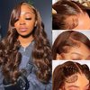 Nicele Ann Chocolate Brown Lace Front Wigs Human Hair 13x4 180 Density Body Wave Lace Frontal Human Hair Wigs Pre Plucked with Baby Hair Hairline (26 Inch, 4# Brown 13x4 Body Wave)