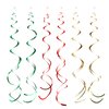 Mefuny Pack of 30 Gold Green and Red Hanging Swirl Decorations Plastic Streamer Party Swirl Spiral Decorations for Ceiling Wedding Baby Shower Birthday Party Decorations