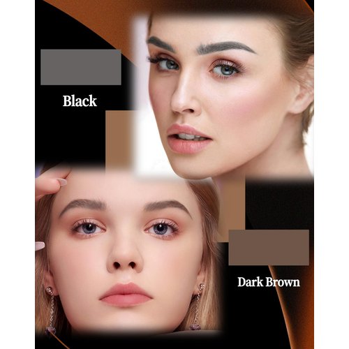 Eyebrow Powder Makeup Kit - Black + Dark Brown, 2 Color Eye Brow Powder Palette Waterproof Long-Lasting Brow Filler, Lightweight, Easy Blend, Natural Full Look with Brush, maquillaje para cejas-04