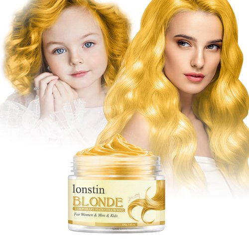 Temporary Hair Color Wax, lonstin Blonde Gold Hair Dye Color Wax Washable Natural Instant Hair Co...