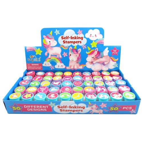 TINYMILLS 50 Pcs Unicorn Assorted Stampers for Kids Stocking Stuffer Party Favor Goodie Bag Prizes Classroom Rewards Pinata Filler Arts and Crafts for Kids Girls Birthday Party Favors