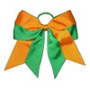 NEW "Two-Tone ORANGE & GREEN" Cheer Bow Pony Tail 7 Inch Girls Hair Cheerleading Dance Practice Football Games Uniform Elastic Grosgrain Ribbon