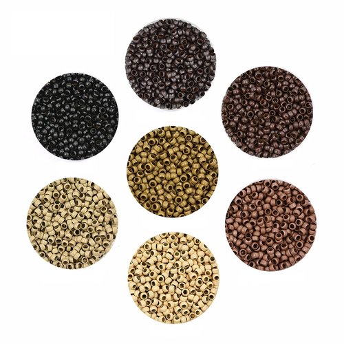 500 Pcs 2.5mm Copper Nano Rings Micro Beads Micro Tubes Ring Beads for Nano Tip Hair Extensions (Black)