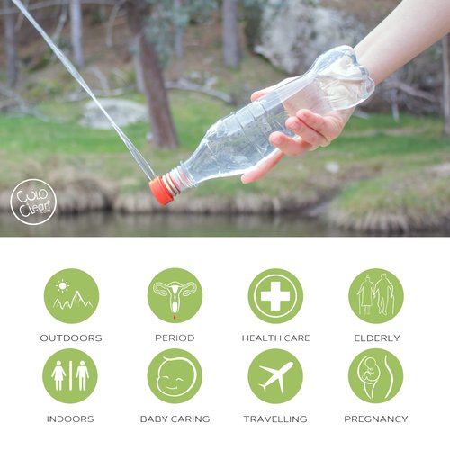 CuloClean Portable Bidet for Toilet, Travel, or Camping. Compatible with Any Plastic Bottle. Discreet, Sanitary or Travel Shower, Attachable Stopper, Backcountry Bidet Nozzle (1pcs Coral)