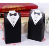 Rbenxia Wholesale Wedding Favors Wedding Party Favor Boxes Creative Tuxedo Dress Groom Bridal Candy Gift Box with Ribbon 100pcs