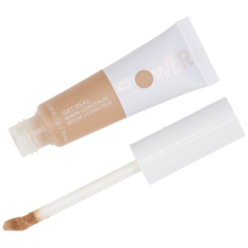 FLOWER BEAUTY By Drew Barrymore Get Real Serum Concealer - Brightens Skin + Blurs Blemishes - Hydrating Serum- Light Medium