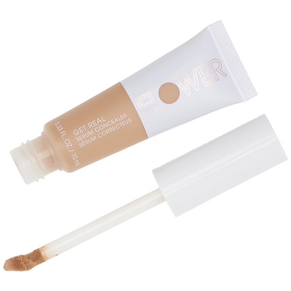 FLOWER BEAUTY By Drew Barrymore Get Real Serum Concealer - Brightens Skin + Blurs Blemishes - Hydrating Serum- Light Medium
