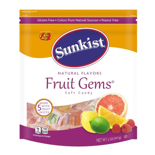 Jelly Belly Sunkist® Fruit Gems (Individually Wrapped) - 2 Pound Resealable Pouch Bag - Genuine, Official, Straight from the Source
