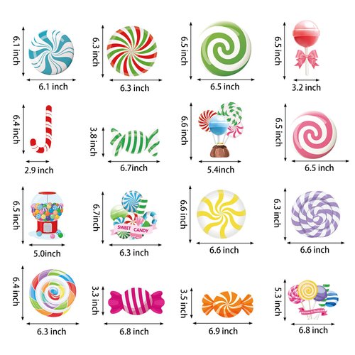 36 Pcs Candyland Party Decorations Candy Hanging Swirls Colorful Lollipop Candy Themed Birthday Decorations Party Favors for Sweet Shop Baby Shower Home