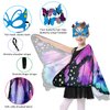 Kids Butterfly Wings Costume Girls Fairy-Wings Toddler Dress Up Play Costumes Butterfly Hair Clip Mask Party Favors (Purple Green Sets)