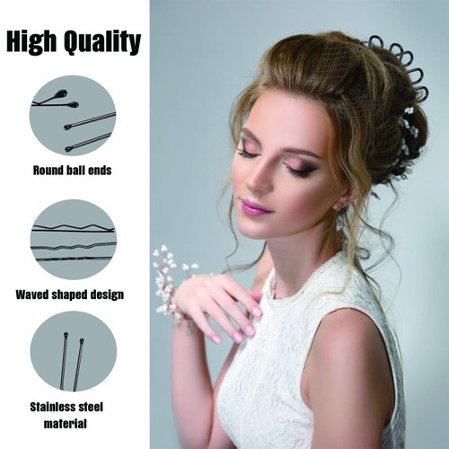 Black Bobby Pins for Hair and U Shaped Hair Pins for Women and Girls with Storage Box, 150 Pack