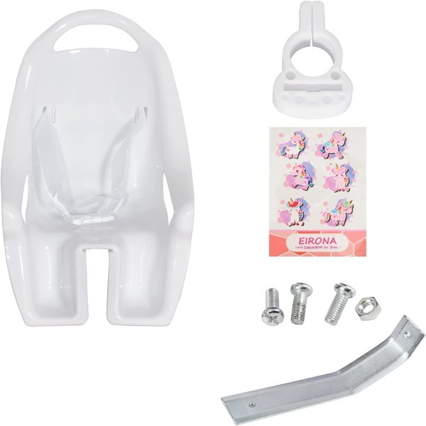 EIRONA Doll Bike Seat for Girls, Bicycle Doll Chair for 12 14 16 18 20 Inch Bike, American Girl Kids Children Bike Accessories for Doll, White