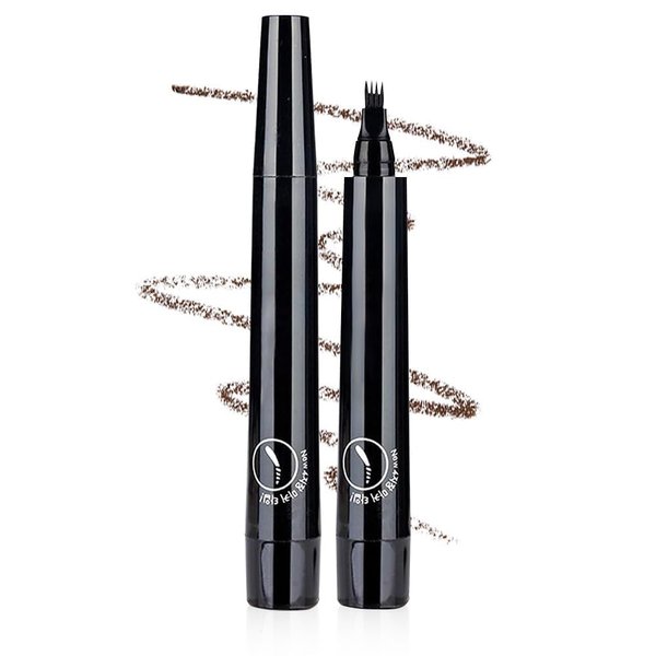 New Magic Eyebrow Pencil, 3D Waterproof Microblading Eyebrow Pencil Contouring Pen, 4 Tipped Precise Brow Pen, Fine Stroke Microblading Eyebrow Pencil Creates Natural Makeup Effect (Natural Black)