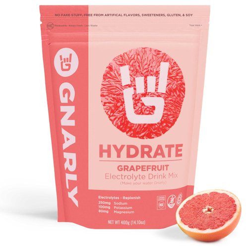 Gnarly Nutrition Hydrate Electrolyte Powder - Exercise Hydration Drink Mix, NSF Contents Certified, Electrolyte Solution, Performance & Recovery - Ruby Red Grapefruit, 14.10 Oz