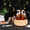 KEISSCO Teapot Warmer, Ceramic Teapot Heater with Cork Cushion Coffee Tea Warmer for Glass Teapot, Stainless Steel Teapot, Ceramic Teapot and Other Heatproof Dish Warming Use