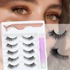 Obeyalash Natural False Eyelashes, 5 Pairs Strip Lashes Set, Eye Lashes Handmade, Natural Look Manga Lashes, Transparent Clear Band, Flutter Spiky Volume Eye Lash 7-10mm