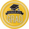 Yellow School Spirit Graduation Party Supplies: 36-Person Set | Mortarboard Caps & Congrats Grad Design | Dessert Plates & Lunch Napkins