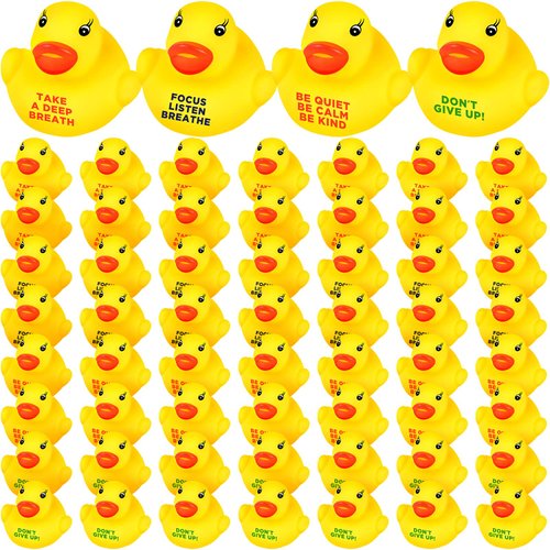 Lenwen Rubber Duck Bath Toy Inspirational Gift Motivational Rubber Ducks Thank You Gifts Inspirational Party Favors Baby Shower Decorations Birthday Party Favors Gift (60 Pcs,1.3 Inch)