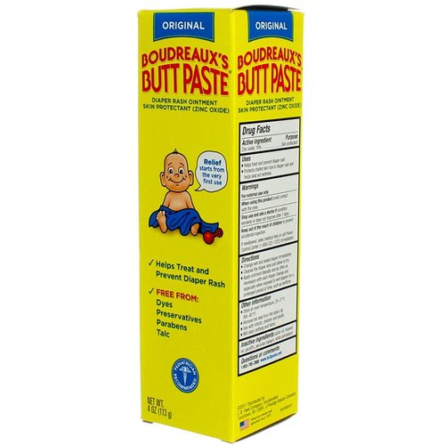 Boudreaux's Butt Paste Tube, Diaper Rash Ointment 4 oz (Pack of 2)
