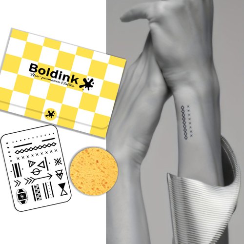 Boldink Temporary Tattoo Stickers, henna finger tattoos, small design tattoos, 15-day tattoo stickers, waterproof and non-reflective semi-permanent tattoos（Arrow geometric pattern）