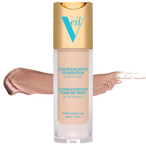 Veil Cosmetics Complexion Fix Liquid Foundation – Buildable Coverage – Water-Resistant, Hypoallergenic, Oil-Free, Cruelty-Free & Vegan – Lightweight & Brightening – Long Lasting (2P Light Porcelain)
