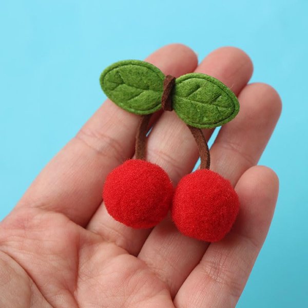 Ximimark 50pcs,Red Cherry Pom Pom DIY Hair Accessories Hairpin Headwear Brooch Pin Clothing Bag Jewelry Small Accessories Ball Pendant Versatile Decoration Material