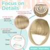 Cephermer Clip in Bangs, Synthetic French Bangs Hair Clip, Fake Bangs Fringe with Temples Hairpieces for Women Natural Curved Bangs Clip in Hair Extensions for Daily Wear Wintergreen