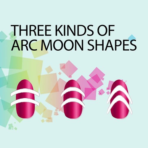 TailaiMei 36 Sheets 1368 Pieces French Manicure Nail Art Stickers, 3 Designs Self-Adhesive Nail Tips Guides for DIY Decoration Stencil Tools (3 Moon Shape Design, 36 Sheets)