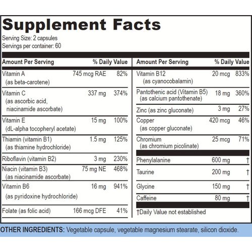 Life Enhancement Blast Caps | with B12, Niacin, Caffeine, Taurine, Phenylalanine, Vitamin C, & More | 60 Servings