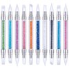 Maitys 10 Pieces Dual Tipped Silicone Nail Tools Nail Sculpture Pen Brushes Rhinestone Nail Polish Acrylic Carving Pen Silicone Head Manicure DIY Brush Dotting Tools Kit for Home Salon