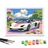 Nariolar Paint by Numbers for Kids Ages 4-8 with 7X9.5 inch Pre-Printed Cardboard,12 Acrylic Paint Pots and 3 Painting Brushes, Craft Gift Room Decor for Children,(White Car)
