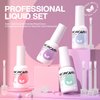 Morovan Dip Powder Liquid Set with Activator Base Top Coat and Dipping Powder Brush Saver 4pcs 0.5oz for Dip Powder Nail Kit