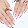 GLAMERMAID Pure White Press on Nails Medium Almond, Glazed Short Fake Nails Handmade Soft Jelly Gel, Donut Chrome Stiletto Glue on Nails, Glitter Oval Acrylic False Nails Stick on Nails Kit for Women