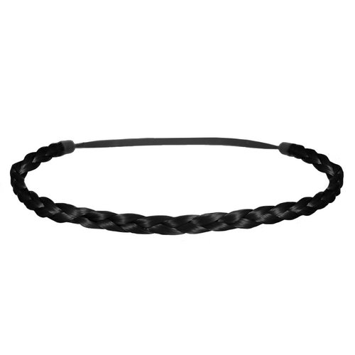 Mia Thin Braidie, Braided Synthetic Hair Headband Hair Accessory, on Elastic Band, Black, for Women, Teens, Girls 1pc