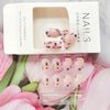24Pcs Spring Nude Pink Press on Nails Short Square - SHANRUN Fake Nails Press ons with Flowers Design False Nails Full Cover Acrylic Artificial Nail Art Kit Glue on Nail for Women Manicure Supplies