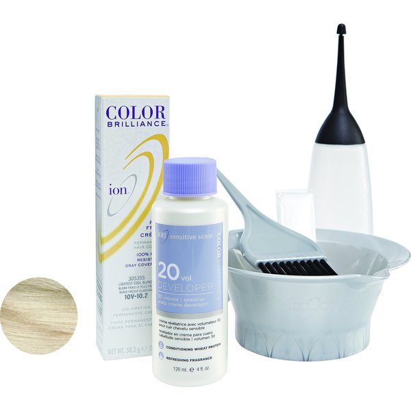 Ion 10V Lightest Cool Blonde Permanent Creme Hair Color 10V Lightest Cool Blonde