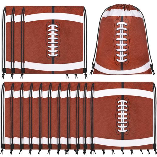 durony 15 Pieces Football Drawstring String Bag Sports Backpack Ball Drawstring Party Favor Bags ...