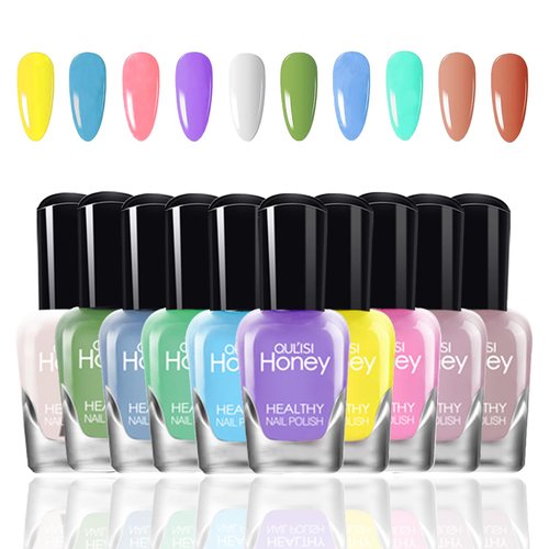 OUL'ISI 10 Colors Fingernail Polish Set, Quick Dry Nail Polish, Non Toxic Peel off Gift Set