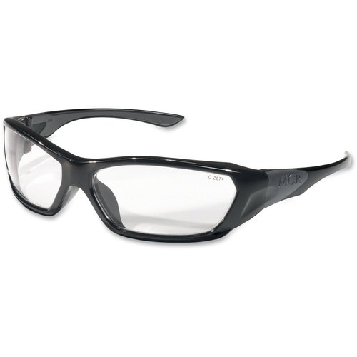 Crews CRWFF120 MCR Safety ForceFlex Safety Glass, Black Frame, Clear Lens