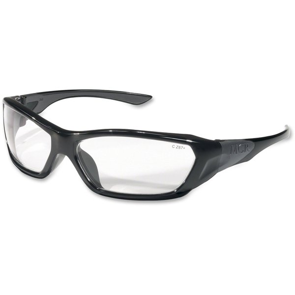 Crews CRWFF120 MCR Safety ForceFlex Safety Glass, Black Frame, Clear Lens
