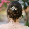 inSowni 20 Pack Classy Dusty Blue Flower Bridal Wedding Hair Side Combs+Floral Hair Pins+Twist Spiral Pearl Hair Pins Clips Pieces Formal Prom Headpieces Accessories for Brides Bridesmaids Women Girls