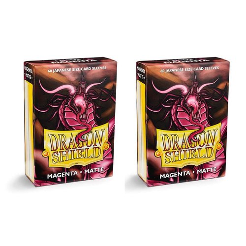 Dragon Shield Bundle: 2 Packs of 60 Count Japanese Size Mini Matte Card Sleeves - Matte Magenta