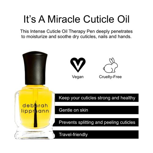Deborah Lippmann It's A Miracle Cuticle Oil Repair Dry Cuticles with Essential Oils Vegan Nail Care with Almond Oil 0.50 fl oz