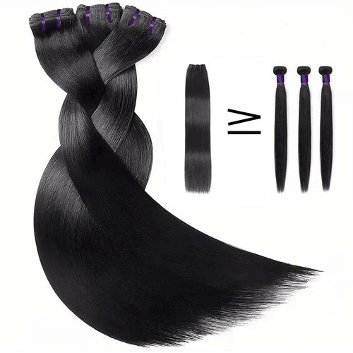 Luduna Straight Human Hair Bundles 100% Unprocessed 16A Brazilian Remy Virgin Hair Straight 3 Bundles for Black Women Bundles Human Hair Extensions Natural Black