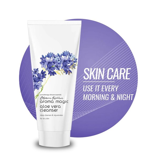 Aroma Magic Aloe Vera Facial Cleanser | Deeply Cleans & Rejuvenates Skin | Helps Unclog Pores | Hydrating & Soothing | Creamy Soap-Free Cleanser for Dry Skin | 3.52 Oz/100g