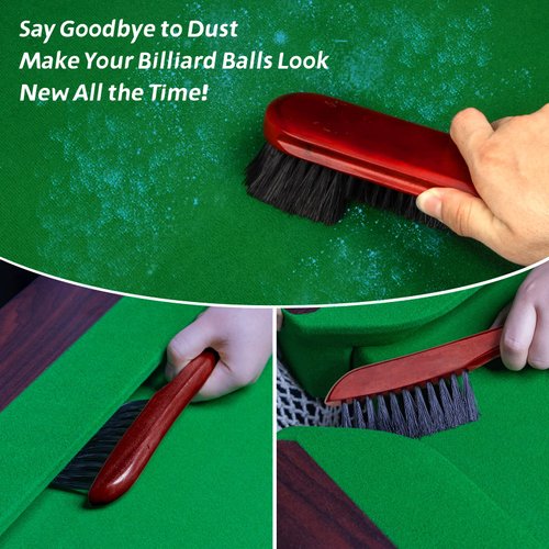 Adhafera Pool Table Brush Set with 4 Tools, Brushes Made of Pure Solid Wood and Nylon Bristle, Pool Table Accessories for Pool Table