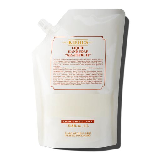 Kiehl's Grapefruit Liquid Hand Soap, Scented Hand Wash to Soothe & Condition Skin, Non-drying, with Coconut-derived Cleansers, Vitamin E & Botanical Extracts, Grapefruit - 33.8 fl oz /1 Liter Refill