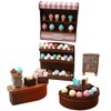 LOGOFUN Dollhouse Ice Cream Store Set Miniature Ice Cream Counter Cake Cabinet Mini House Accessories